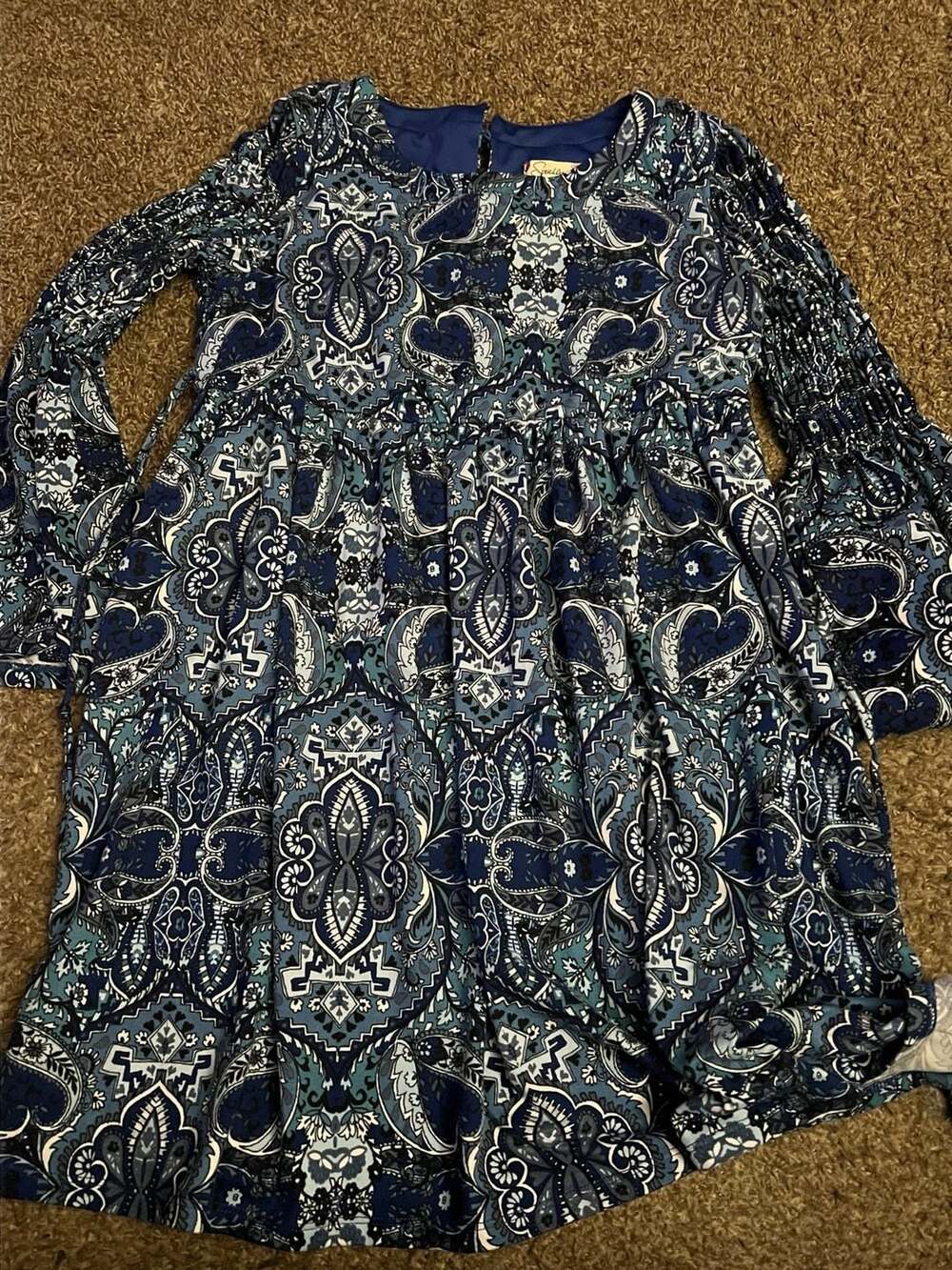 Speechless Dress Size 14 Blue Paisley Bell Sleeve Tunic